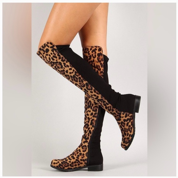 Unisa Leopard Print Over-the-Knee Boots 9 - Picture 1 of 8